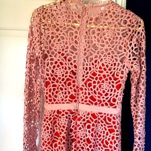 Pink and red lace cocktail dress